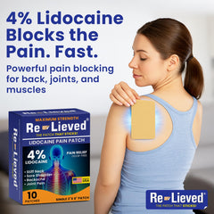 Relieved patch on shoulder eases muscle tension during workouts.