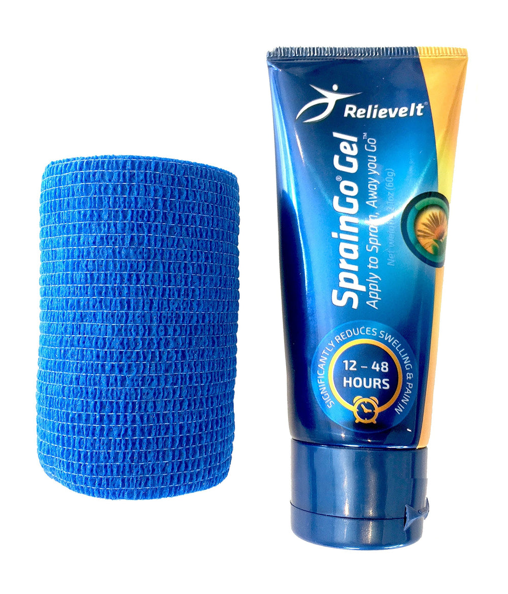 Relieveit Spraingo Gel applied on ankle to ease swelling.