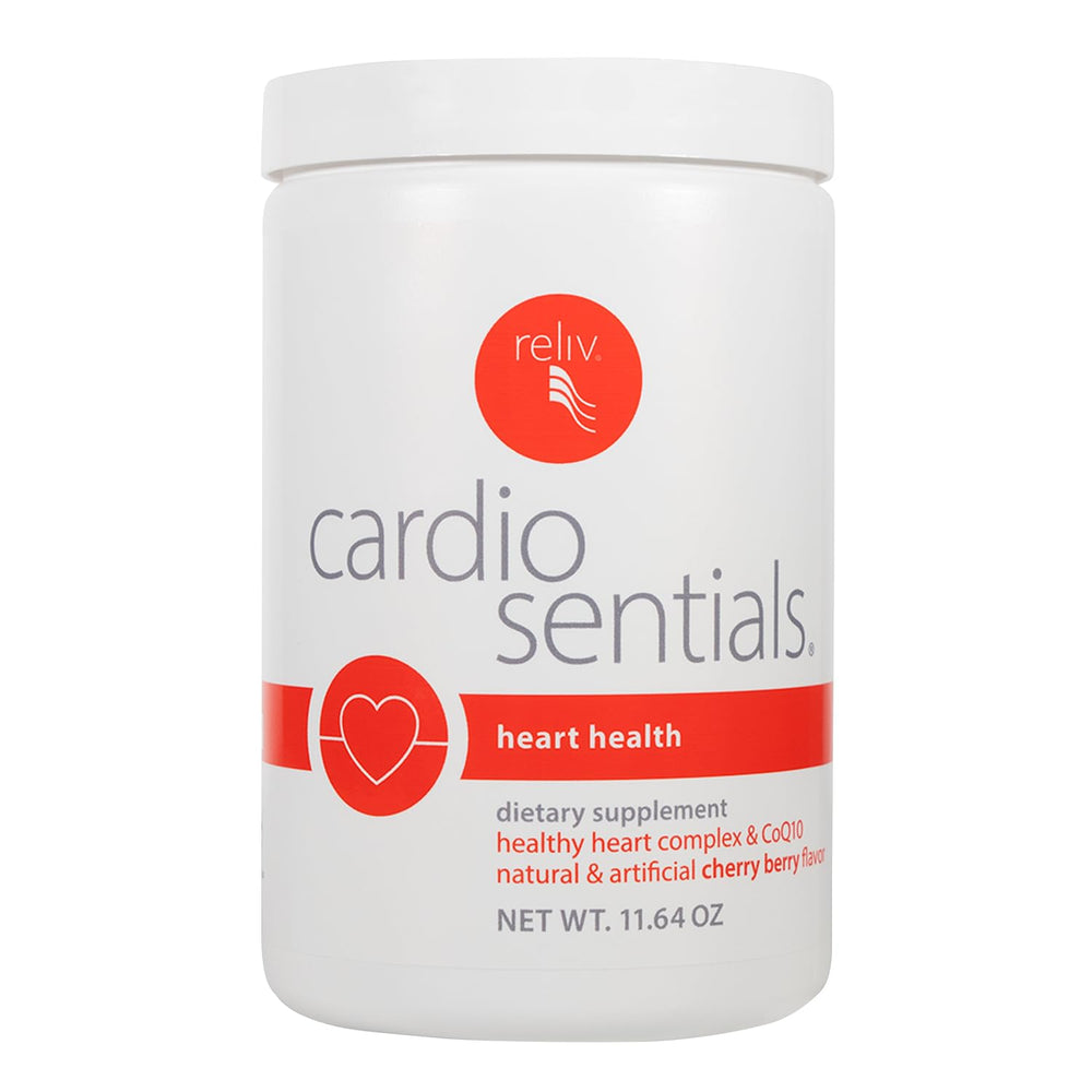 RELIV CardioSentials cherry berry bottle supports daily wellness.