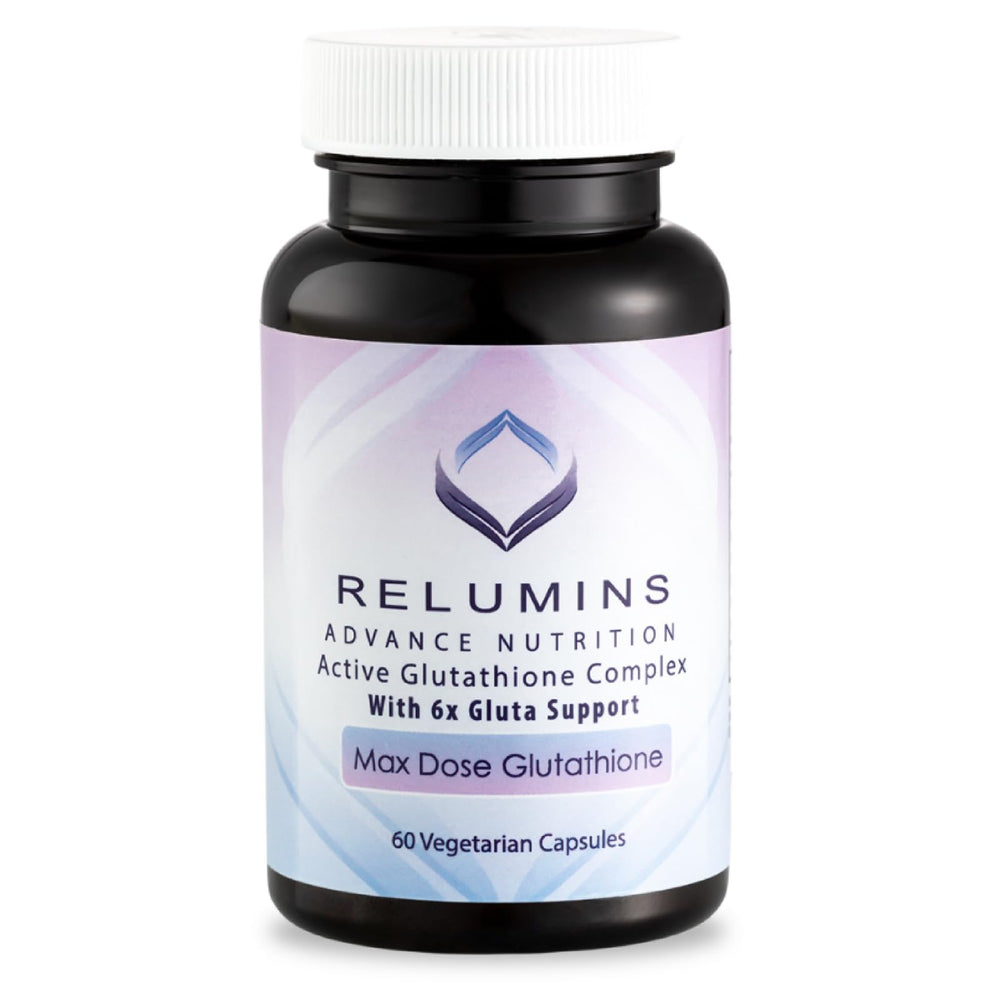 Relumins Advance White Glutathione bottle promoting radiant skin tone.