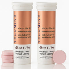Relumins Gluta C Fizz tablet dissolving in water for fast absorption