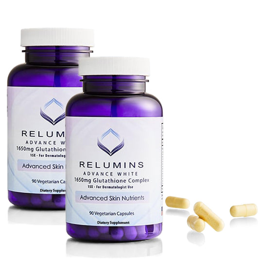 Relumins L-Glutathione Complex bottle front view highlighting antioxidant support
