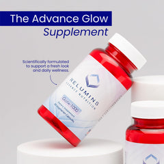 Relumins L-Glutathione Alpha Lipoic Acid closeup highlighting antioxidant support.