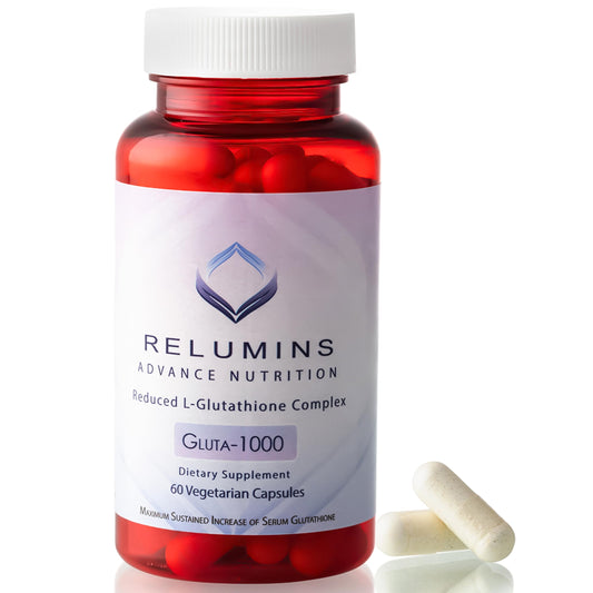 Relumins L-Glutathione Spring Glow bottle with label signaling radiant skin support