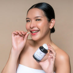 Rose Hips on Relumins Spring Glow label signaling natural vitamin C source for vitality.