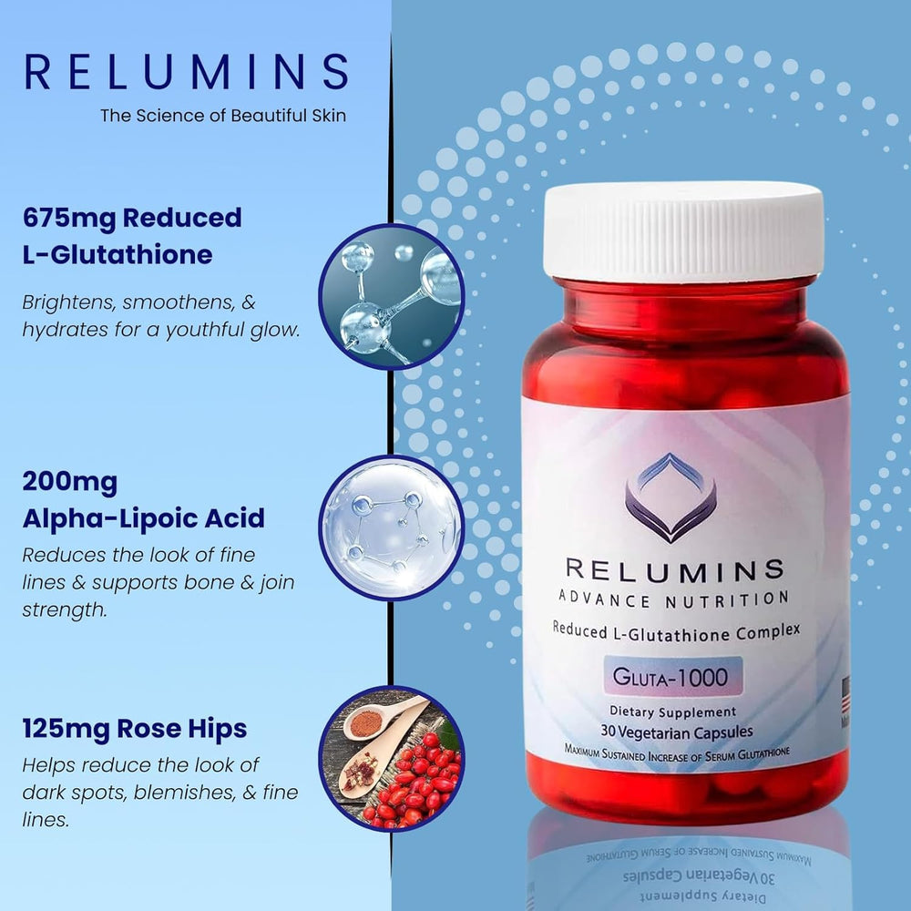 Relumins Vitamin C MAX bottle close-up for high-potency vitamin C.