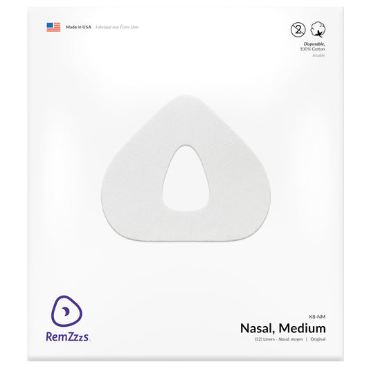 RemZzzs nasal CPAP liner pack front highlights ready-to-use liners for comfortable CPAP nights.