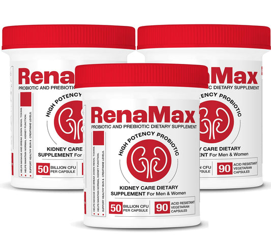 RENAMAX Kidney Restores bottle-front view highlighting packaging for daily kidney support