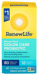 Renew Life Colon Care bottle front showing 80 billion CFU for daily digestive support