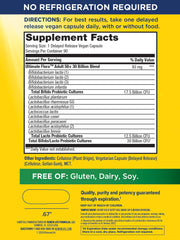 Renew Life Probiotic Adult 50 Plus capsules close-up shows delayed-release design for gut delivery