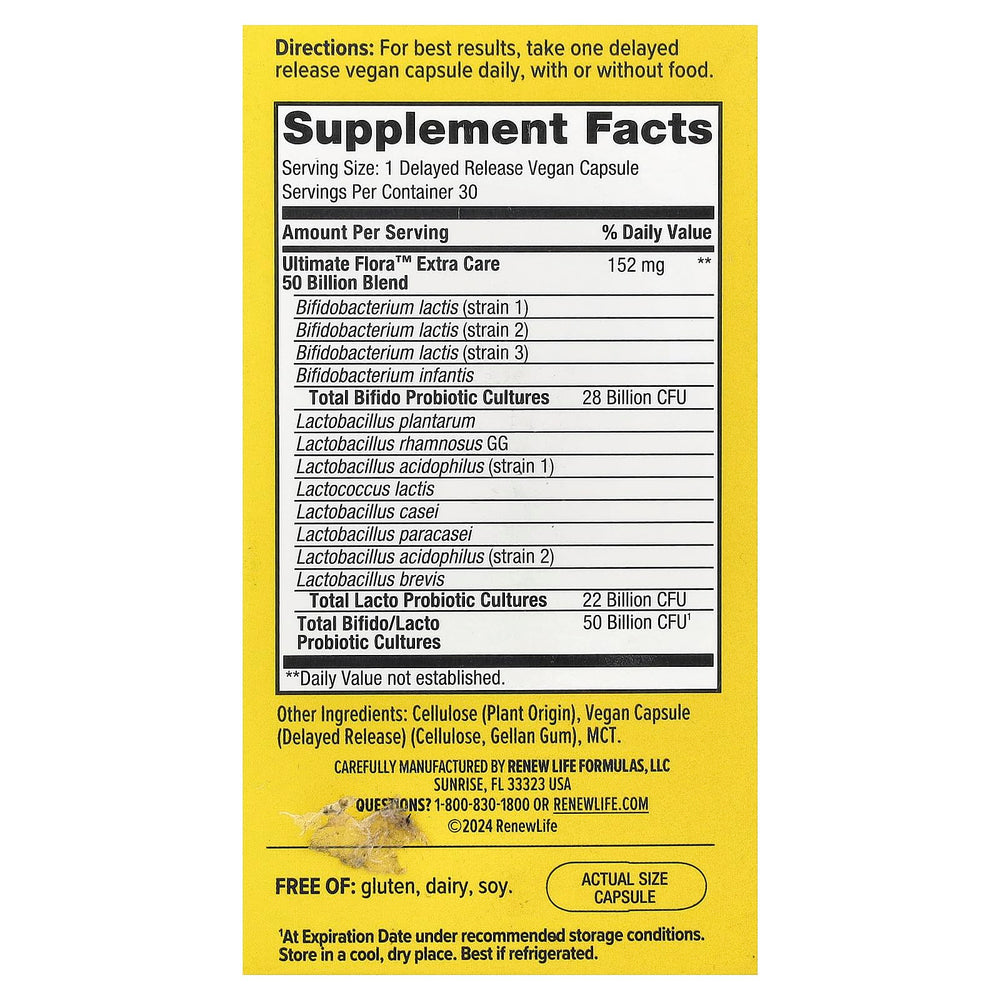Renew Life Ultimate Flora capsule for daily gut health and regularity