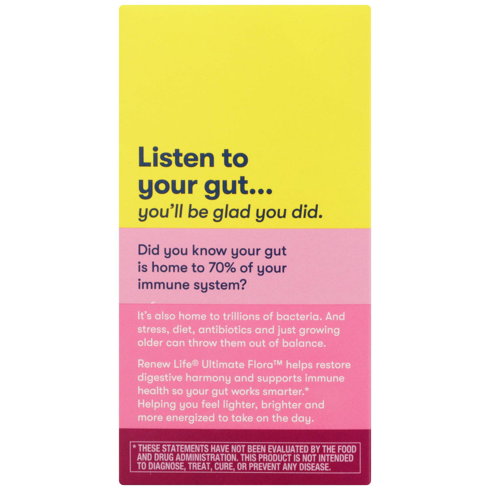 Close-up of Renew Life probiotic capsules for vaginal and urinary balance.