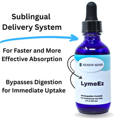 LymeEz label close-up highlighting homeopathic formula and purity.