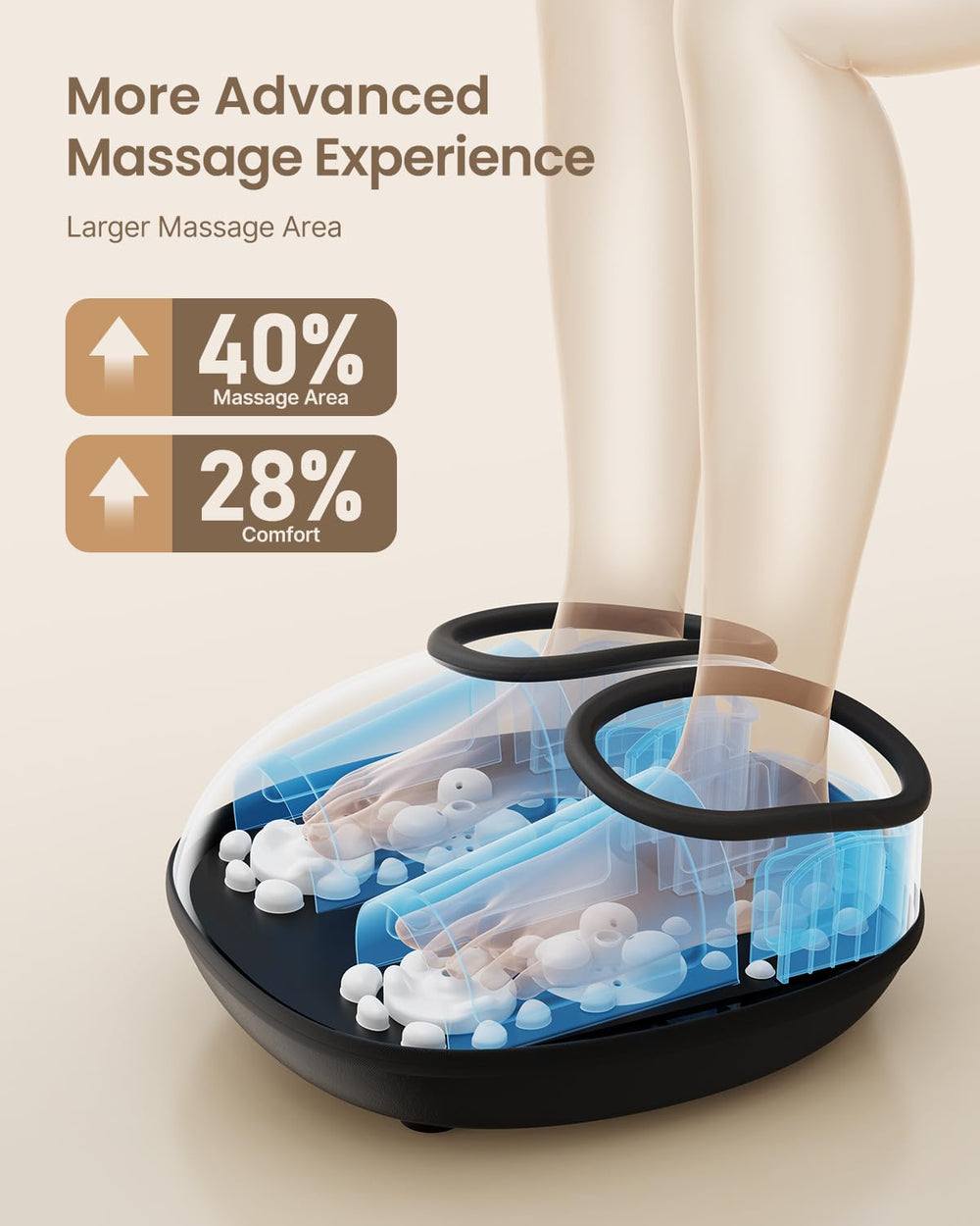 Renpho foot massager air squeeze provides gentle compression and contouring relief.