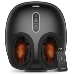 Renpho foot massager with heat activation delivers quick warmth for tired feet.
