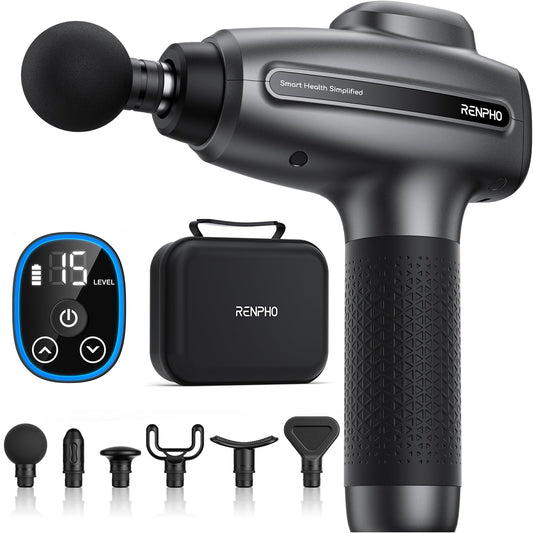 RENPHO massage gun deep-tissue focus for post-workout recovery.