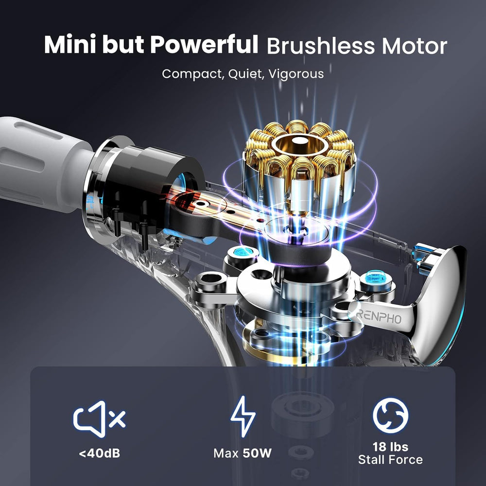 RENPHO massage gun charges via Type-C for flexible power options.