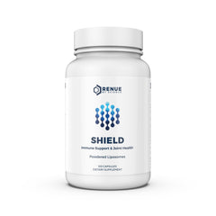 Renue By Science Shield bottle front displaying label and dosage.