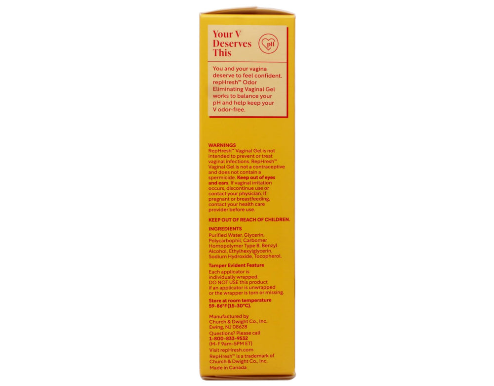 Rephresh vaginal gel ingredients list on the label for informed choice.