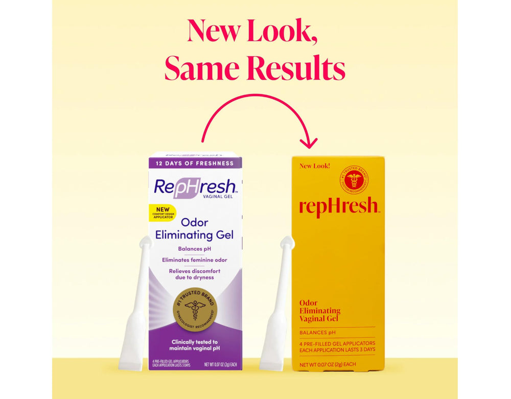 Rephresh vaginal gel travel pack in gym bag for on-the-go freshness.