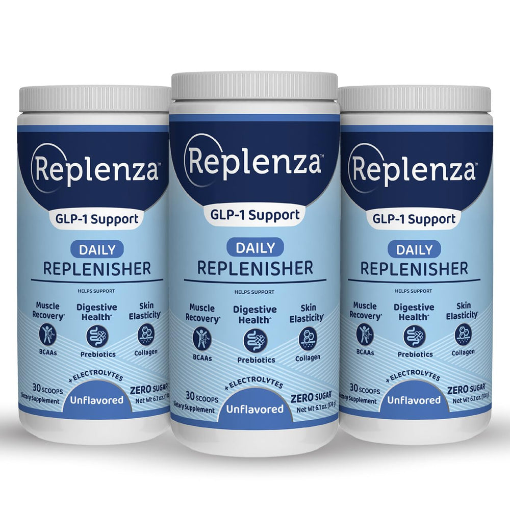 Replenza Daily Replenisher bottle with amino acid blend for GLP-1 support