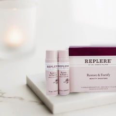 Replere Restore Fortify flavor grape cranberry with natural energy lift in a drink.