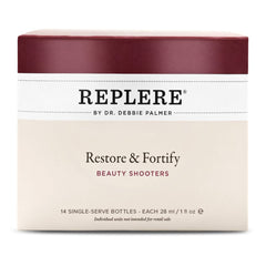 Replere Restore Fortify shot glass 1oz, ready-to-drink convenience.