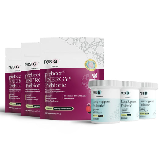 ResBiotic Power Gut Bundle pack shot highlighting lung and gut support formula