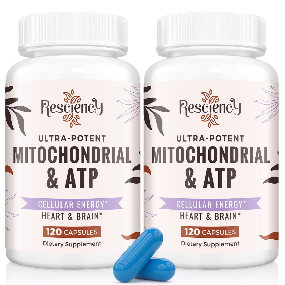Resciency bottle pour showing energy-boosting mitochondrial blend for workouts