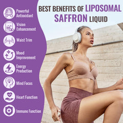 Resciency saffron drops pictured with vitamins for holistic wellness