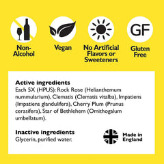RESCUE sleep dropper close-up label emphasizes plant-based active ingredients.