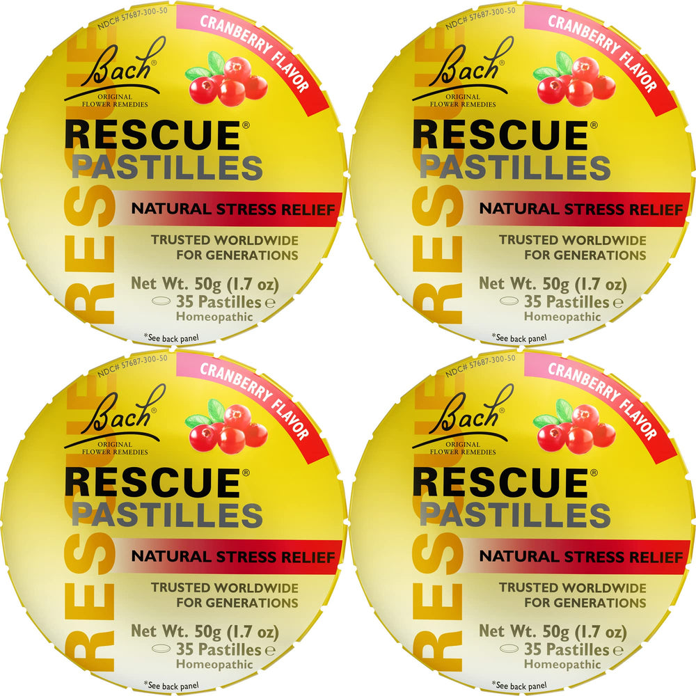 RESCUE Bach Rescue Pastilles Cranberry pack front for on-the-go stress support.