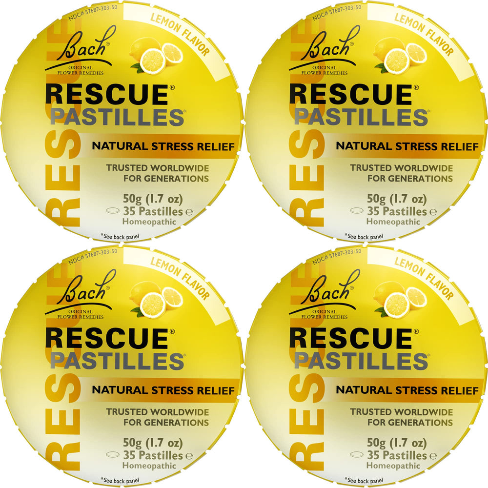 RESCUE Bach Rescue Pastilles Lemon packshot with 35-count box for on-the-go relief