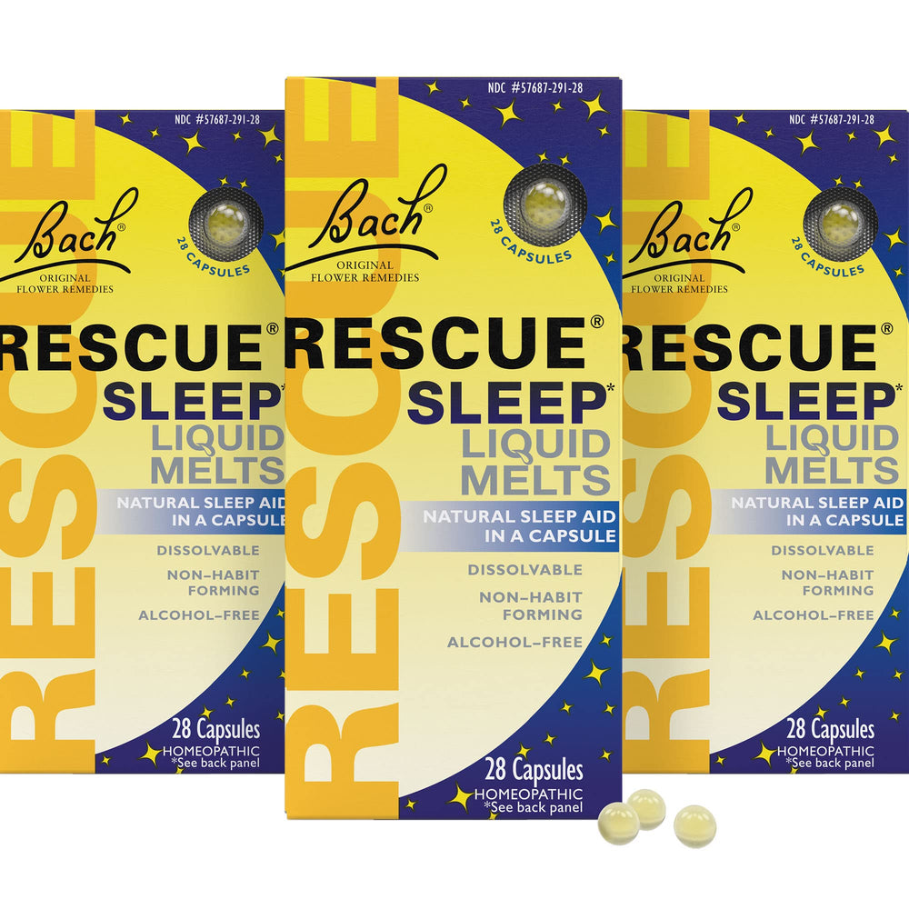 RESCUE Sleep Melts orange vanilla bottle on nightstand for easier wind-down.
