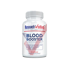 Research Verified Blood Booster bottle pour promotes easy daily circulation support.