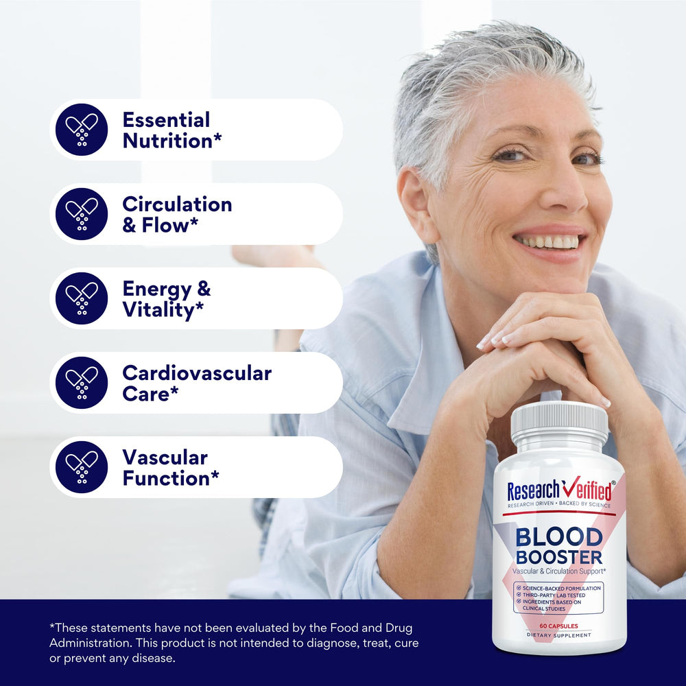 Research Verified Blood Booster hawthorn capsules support healthy circulation.