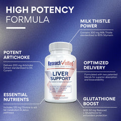 Top-view of Research Verified Liver Support bottle on kitchen counter