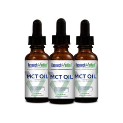 Research Verified MCT Oil bottle being poured for energy support