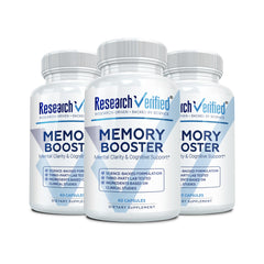 Research Verified Memory Booster bottle front for daily cognitive support.