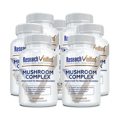 Research Verified Mushroom Complex bottle front view for immune support and daily wellness.