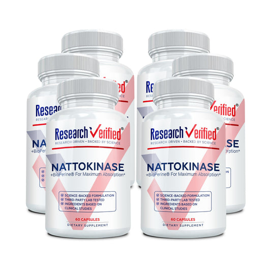Research Verified Nattokinase bottle front with 4000 FU for circulatory support.