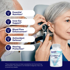 Research Verified Tinnitus Aid ingredients chart outlining B vitamins and minerals