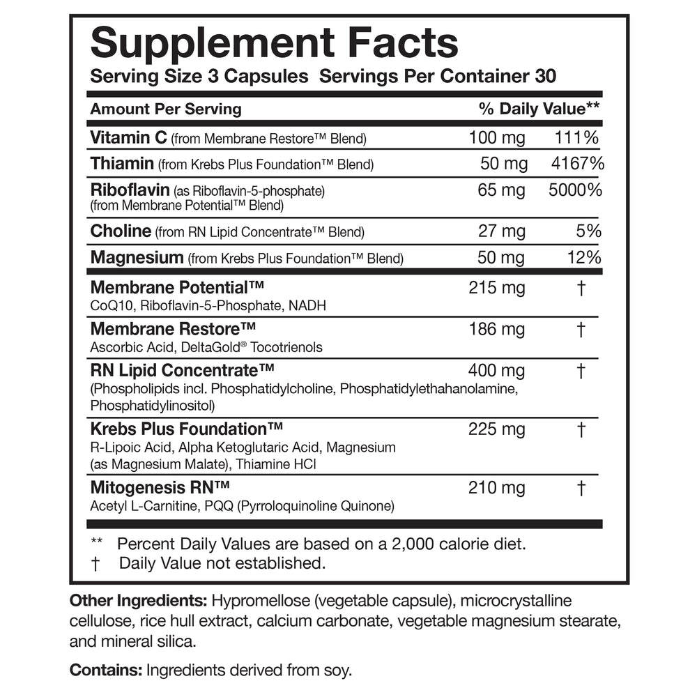 R‑Lipoic Acid capsule segment in ATP 360 label details.