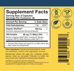 CoreBiotic vegan, dairy-free, and gluten-free formula for allergens.