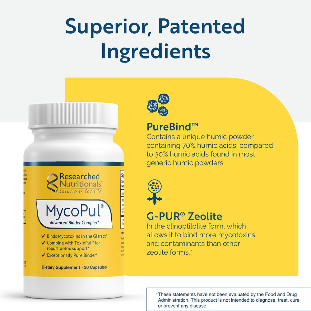 Researched Nutritionals MycoPul box packaging emphasizing clinical-grade formulation