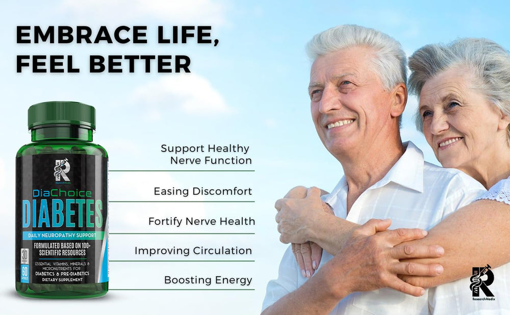 DiaChoice bottle with antioxidant vitamins promoting overall vitality for nerve health