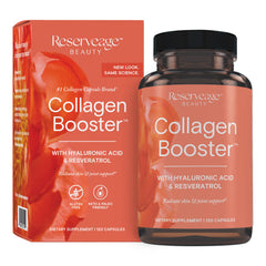 Reserveage Beauty Collagen Booster bottle front view highlights skin glow support