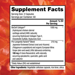 Close-up of capsules with daily 2-capsule serving for skin health