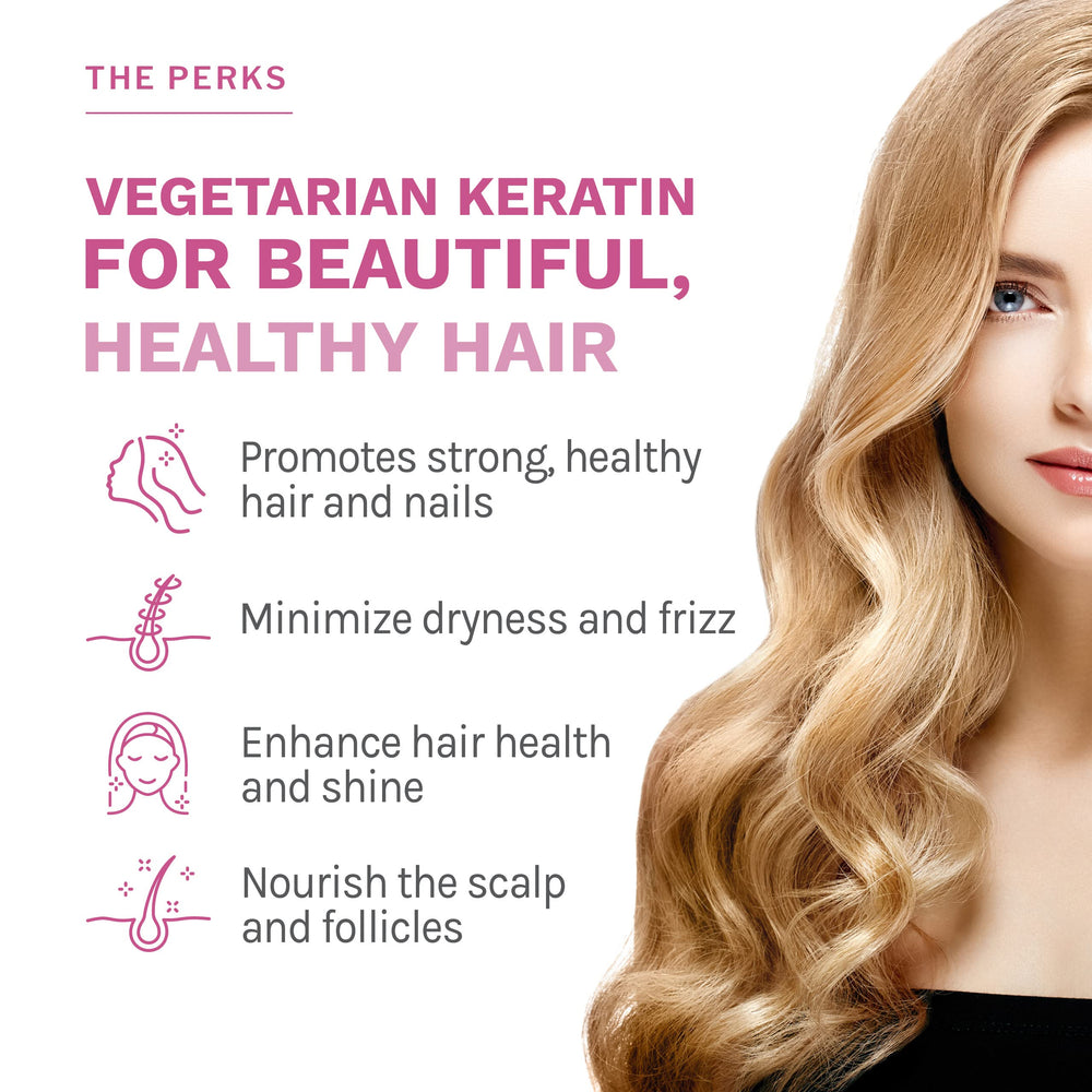 Reserveage Beauty Keratin Hair Booster label shows keratin, biotin, and resveratrol