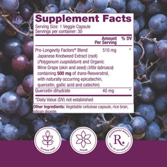 Reserveage Beauty Resveratrol capsules inside indicating daily veggie capsule format